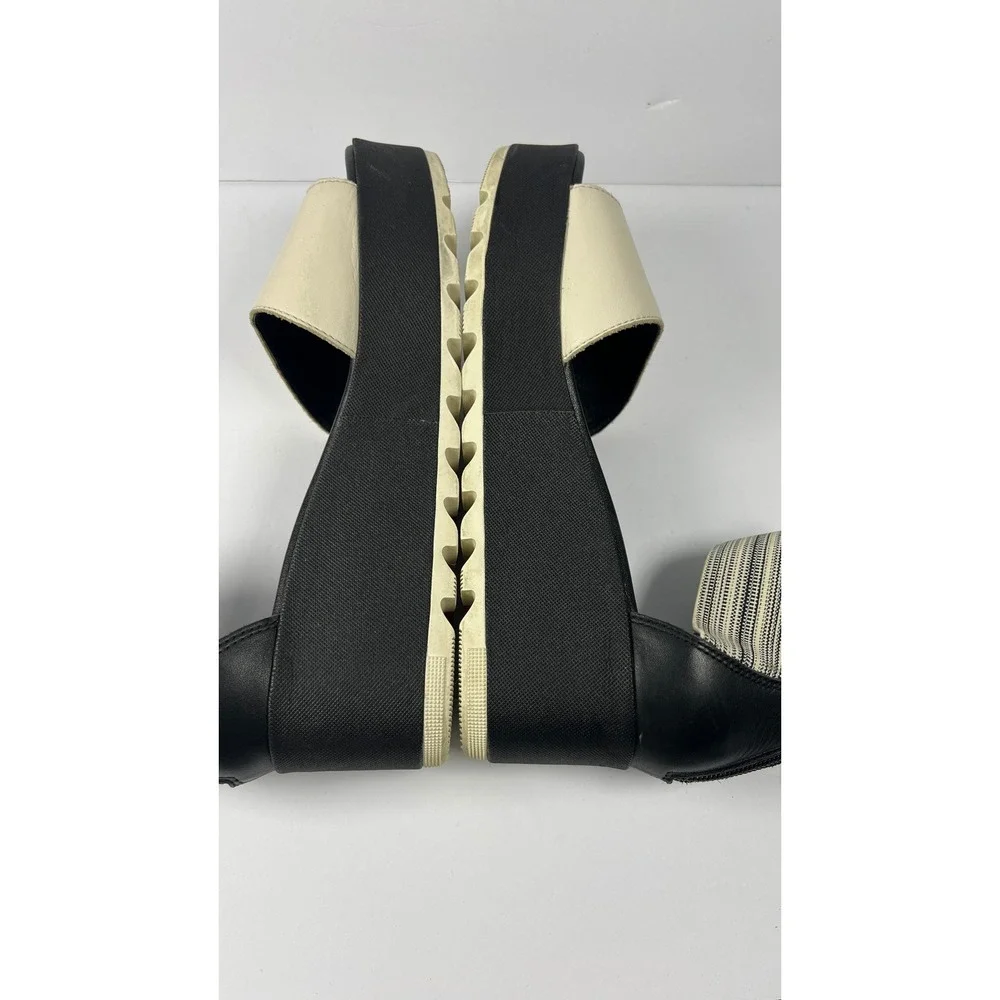 Sorel Cameron Ankle Strap Sandals Women's Size 8.5 Black White Platform